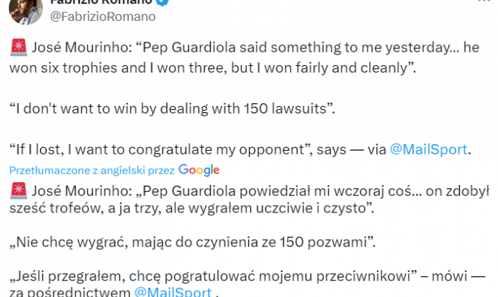 Jose Mourinho WBIJA SZPILĘ w Guardiolę i jego osiągnięcia! O.o